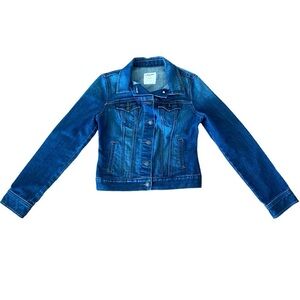 Old Navy Denim Jean Jacket Women’s Small Indigo Blue Silver Buttons Y2K